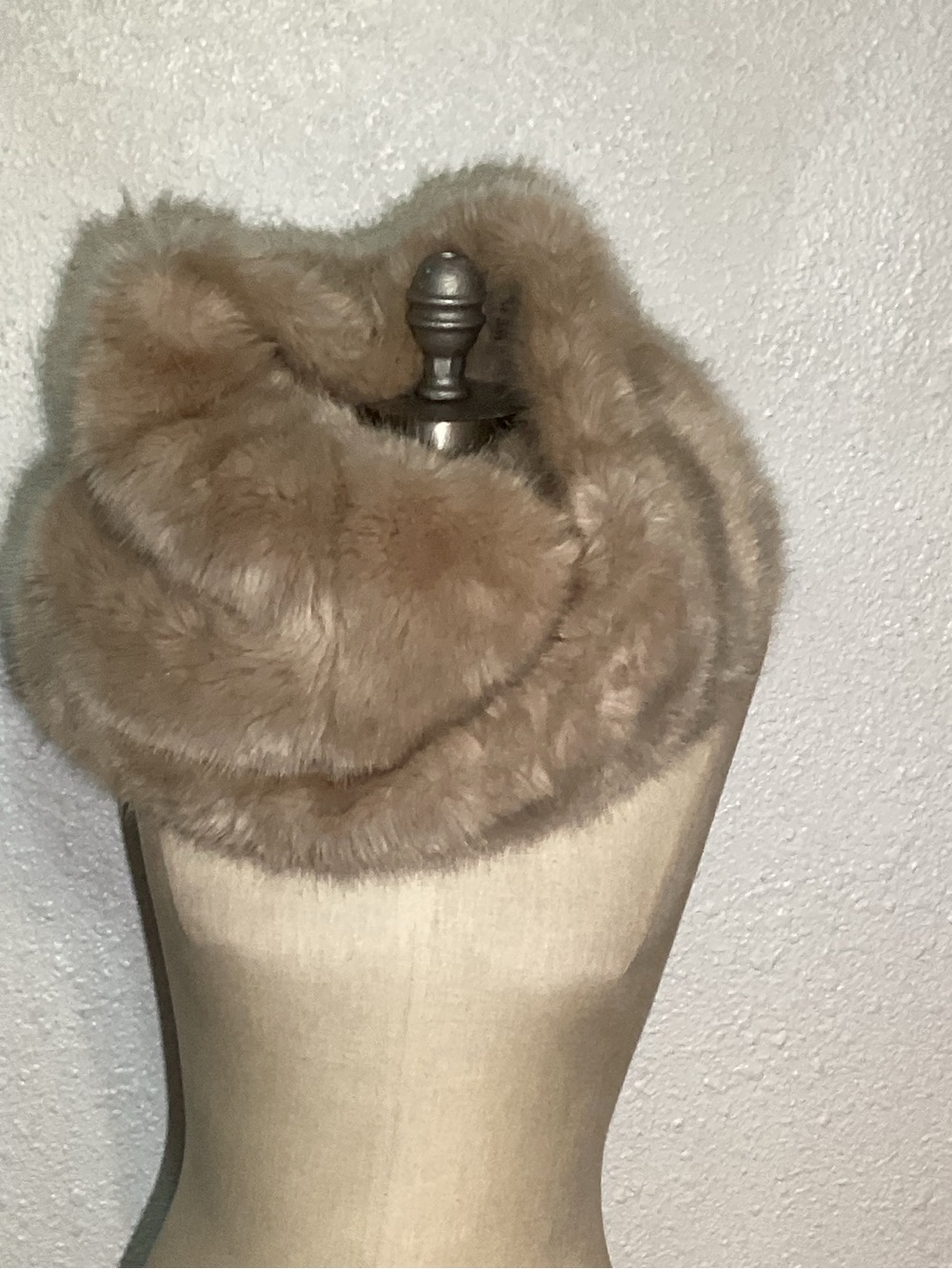 Oysho Faux Fur Infinity Scarf - Taupe size medium